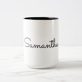 Custom Name Minimalist Elegant Script Typography Two-Tone Coffee Mug