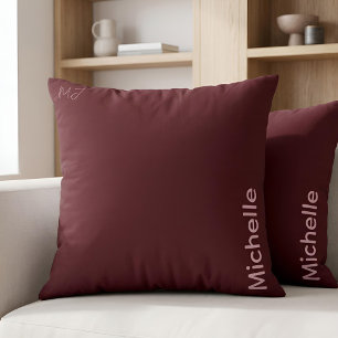 Custom Name Minimalist Luxury Burgundy & Pink Cushion