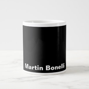 Custom Name Minimalist Modern Black White Large Coffee Mug