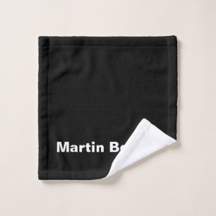 Custom Name Minimalist Modern Black White Wash Cloth