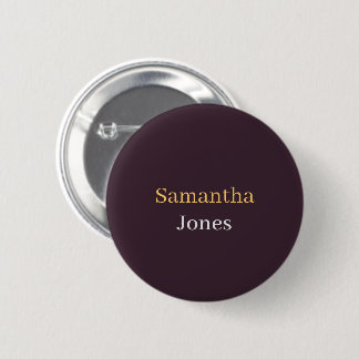 Custom name minimalist modern burgundy 6 cm round badge