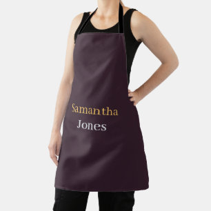 Custom name minimalist modern burgundy apron