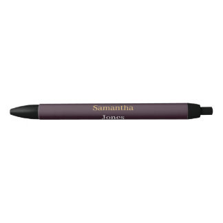 Custom name minimalist modern burgundy black ink pen