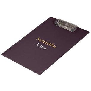 Custom name minimalist modern burgundy clipboard
