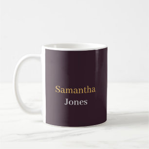Custom name minimalist modern burgundy coffee mug
