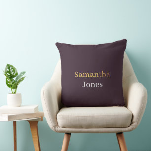 Custom name minimalist modern burgundy cushion