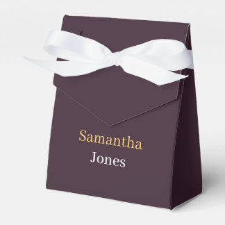 Custom name minimalist modern burgundy favour box