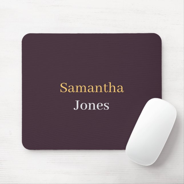 Custom name minimalist modern burgundy mouse mat (With Mouse)
