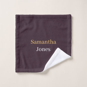 Custom name minimalist modern burgundy wash cloth