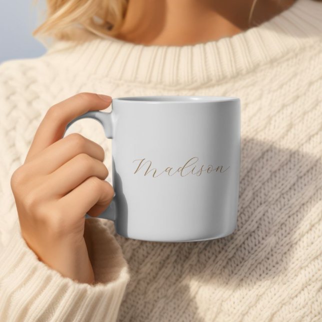 Custom Name Minimalist Mug - Cursive Script (Minimalist Custom Personalized Coffee Mug With Gold Handwritten Lettering | 369MyName)