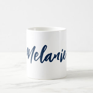 Custom Name Minimalist Navy White Coffee Mug