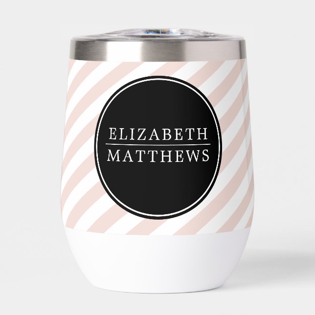 CUSTOM NAME minimalist stripe black blush pink (Front)