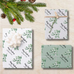 Custom Name Mistletoe Christmas Wrapping Paper Sheet<br><div class="desc">This stylish Christmas Wrapping Paper is decorated with watercolor mistletoe leaves and berries.
Easily customisable.
As we create our artwork you won't find this exact image from other designers.
Original Watercolor © Michele Davies.</div>