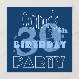 Custom Name Modern 30th Birthday Blue Template