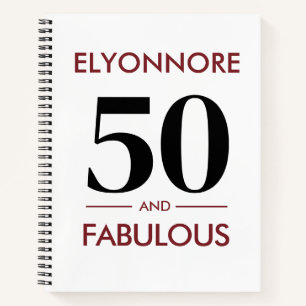Custom Name Modern 50 And Fabulous Cherry Wine  Notebook