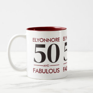 Custom Name Modern 50 And Fabulous Cherry Wine  Two-Tone Coffee Mug