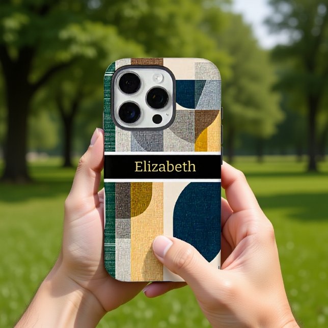 Custom Name Modern Abstract Geometric Marble Case-Mate iPhone Case (Creator Uploaded)