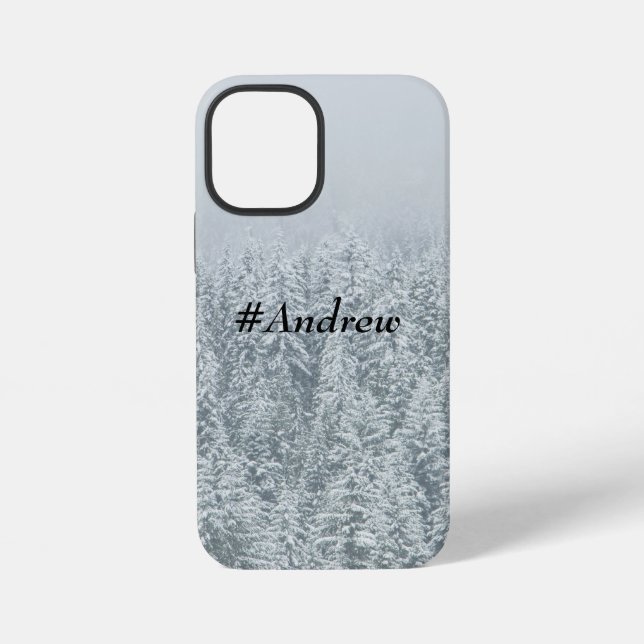 Custom name Modern classy vinter trees grey iPhone Case (Back)