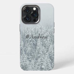 Custom name Modern classy vinter trees grey iPhone 13 Pro Case