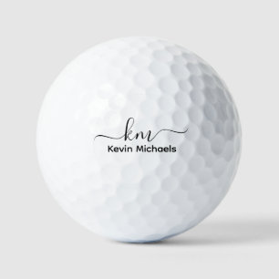 Custom Name Modern Elegant Script Monogrammed Golf Balls