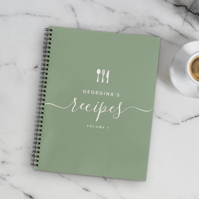 Custom Name Modern Elegant Script Recipe Notebook (Creator Uploaded)