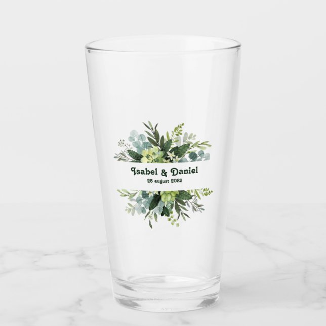 Custom Name modern floral girly Coffee Mug Glass (Front)