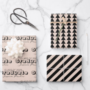 Custom Name Modern Graduation  Wrapping Paper Sheet