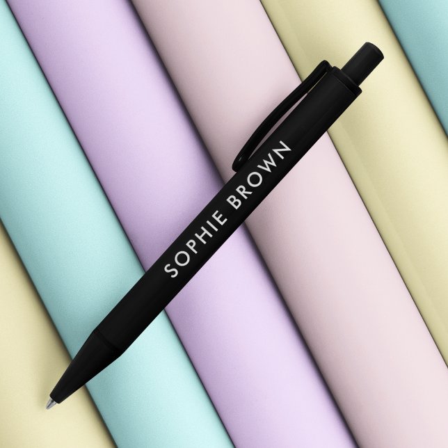 Custom Name | Modern Minimalist Stylish Trendy Black Ink Pen (Creator Uploaded)