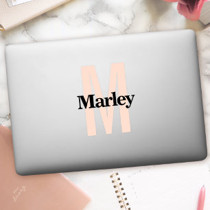 Custom Name Modern Monogram Logo Laptop