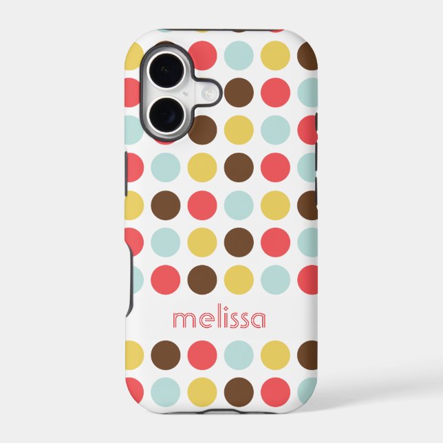 Custom name modern polka dot colourful pattern (Back)