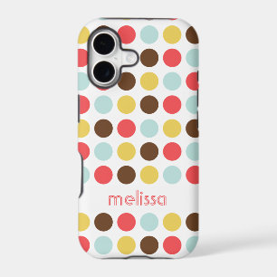 Custom name modern polka dot colourful pattern