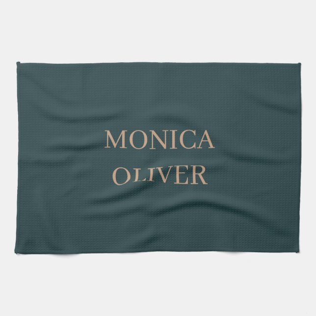 Custom name modern professional minimalist tea towel (Horizontal)