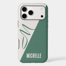 Custom Name Modern Sage Green & Cream Colour Block