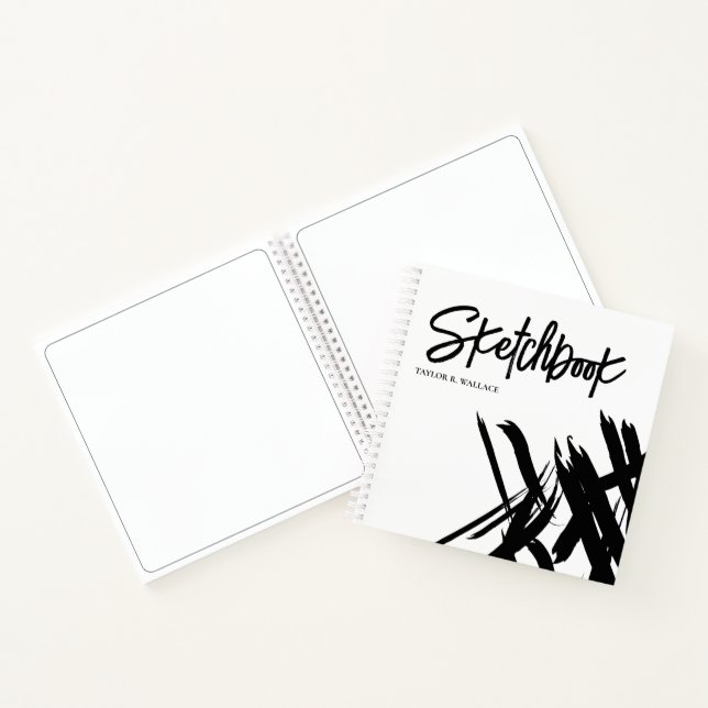 Custom Name Modern strokes Sketch Book (Inside)