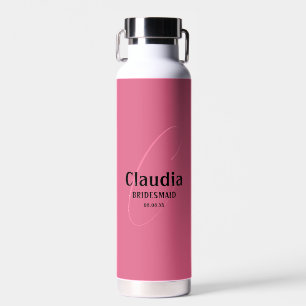 Custom Name Modern Wedding Bush Pink Water Bottle