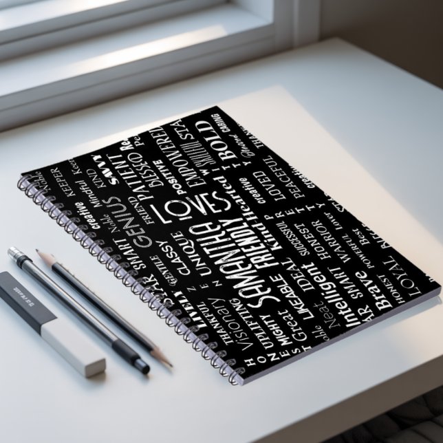 Custom Name Modern Word Art Add Your Own Words Notebook (Creator Uploaded)