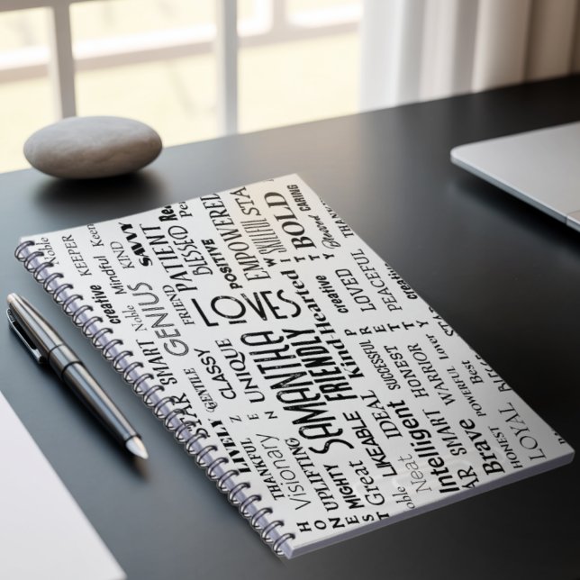 Custom Name Modern Word Art Add Your Own Words Notebook (Creator Uploaded)