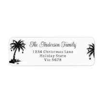 Custom Name Monochrome Palm Return Address Label