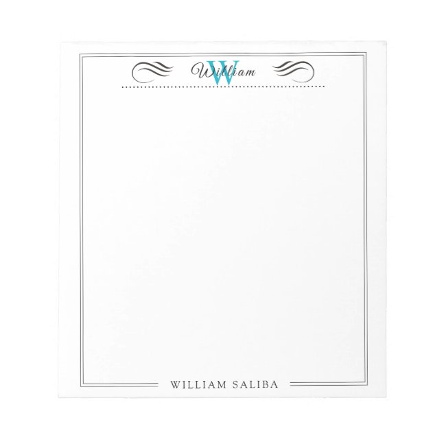 Custom Name & Monogram 5.5" x 6" Notepad – 40 Page (Front)
