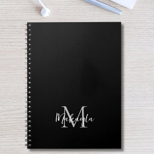 Custom Name Monogram Black Notebook