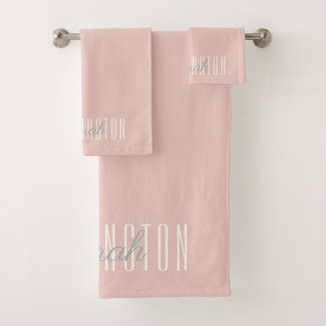Custom Name Monogram Blush Pink | Bath Towel Set (Insitu)