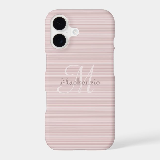 Custom Name Monogram Blush Pink Stripes (Back)