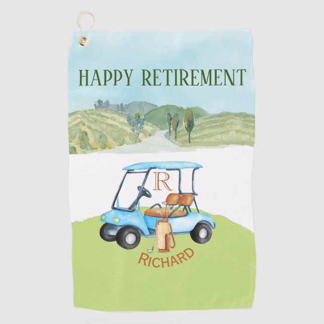 Custom Name Monogram Clubs Golf Towel (Front)