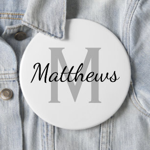 Custom name monogram enormous colossal 6 inch 6 cm round badge