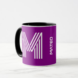 Custom Name, Monogram Initial   Purple Coffee Mug
