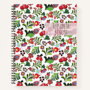 Custom Name Monogram Kalocsa Matyo Pattern Trendy  Notebook