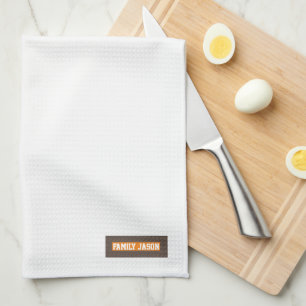 Custom name monogram modern design trendy white  tea towel