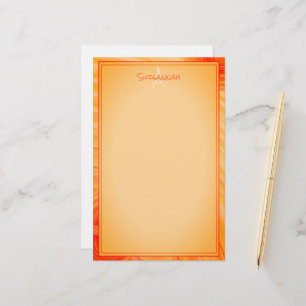 Custom Name Monogram Orange Texture Border Stationery