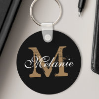 Custom Name Monogram Pretty Classy Script Black