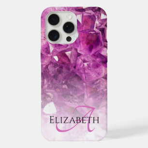 Custom Name Monogram Purple Ombre Crystals iPhone 15 Pro Max Case